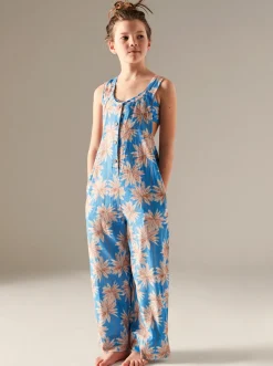 Roxy Jurken*The Great Escape - Jumpsuit Voor Meisjes 4-16 Azure Blue Palm Island Rg