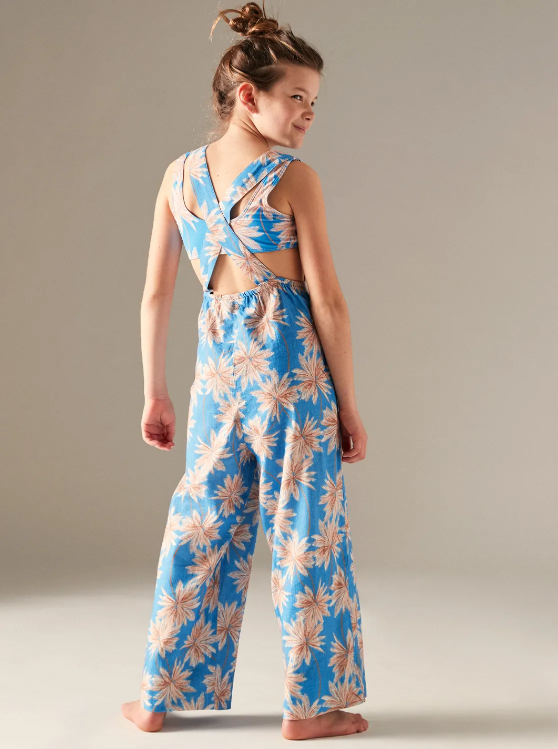 Roxy Jurken*The Great Escape - Jumpsuit Voor Meisjes 4-16 Azure Blue Palm Island Rg