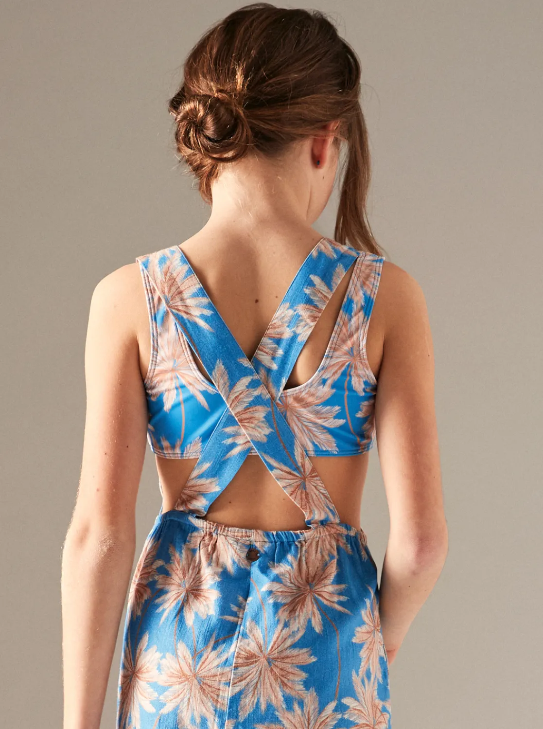 Roxy Jurken*The Great Escape - Jumpsuit Voor Meisjes 4-16 Azure Blue Palm Island Rg