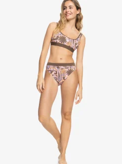 Roxy Bikini Bottoms*Throw Back - High Waist Bikini Bottoms For Women Rain Drum Fibi