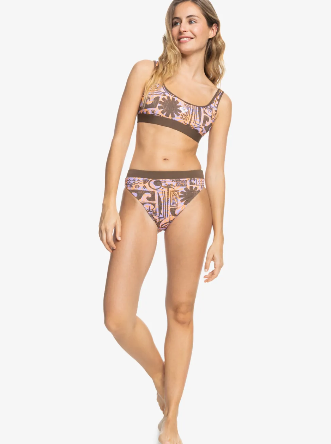 Roxy Bikini Bottoms*Throw Back - High Waist Bikini Bottoms For Women Rain Drum Fibi