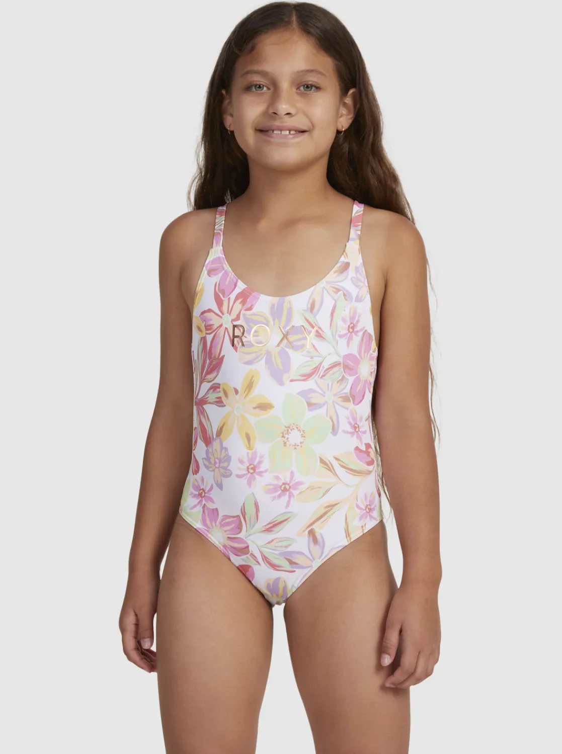 Roxy Swim*Tropical Time - Eendelig Badpak Voor Meisjes 7-16 Bright White Bayside Blooms