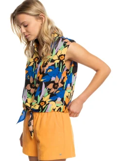 Roxy T-Shirts & Tops*Tropical View - Mouwloos Shirt Voor Dames Anthracite Flower Jammin