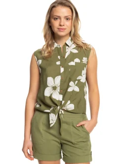 Roxy T-Shirts & Tops*Tropical View - Mouwloos Shirt Voor Dames Loden Green Surfrider Spirit B