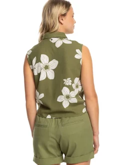 Roxy T-Shirts & Tops*Tropical View - Mouwloos Shirt Voor Dames Loden Green Surfrider Spirit B