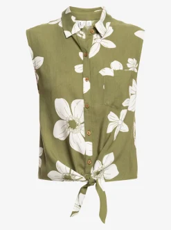 Roxy T-Shirts & Tops*Tropical View - Mouwloos Shirt Voor Dames Loden Green Surfrider Spirit B