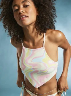 Roxy Bikini Tops*Tropics Hype - Crop Bikini Top For Women Ambroisia Swirl Swim