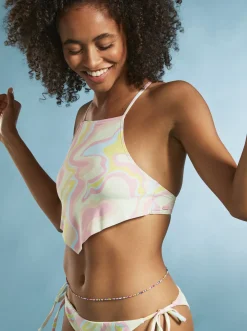Roxy Bikini Tops*Tropics Hype - Crop Bikini Top For Women Ambroisia Swirl Swim