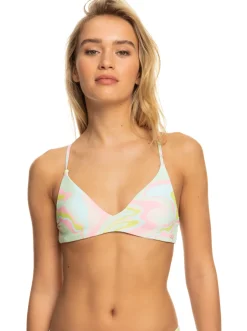 Roxy Bikini Tops*Tropics Hype - Reversible Athletic Triangle Bikini Top For Women Ambroisia Swirl Swim