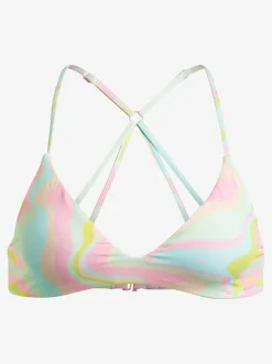 Roxy Bikini Tops*Tropics Hype - Reversible Athletic Triangle Bikini Top For Women Ambroisia Swirl Swim