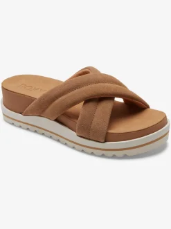 Roxy Sandalen*Veria - Leren Sandalen Voor Dames Tan