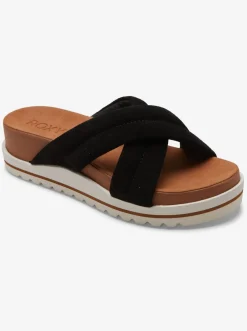 Roxy Sandalen*Veria - Leren Sandalen Voor Dames Black
