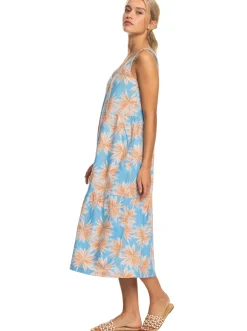 Roxy Jurken*Waiting Line Printed - Halflange Jurk Voor Dames Azure Blue Palm Island