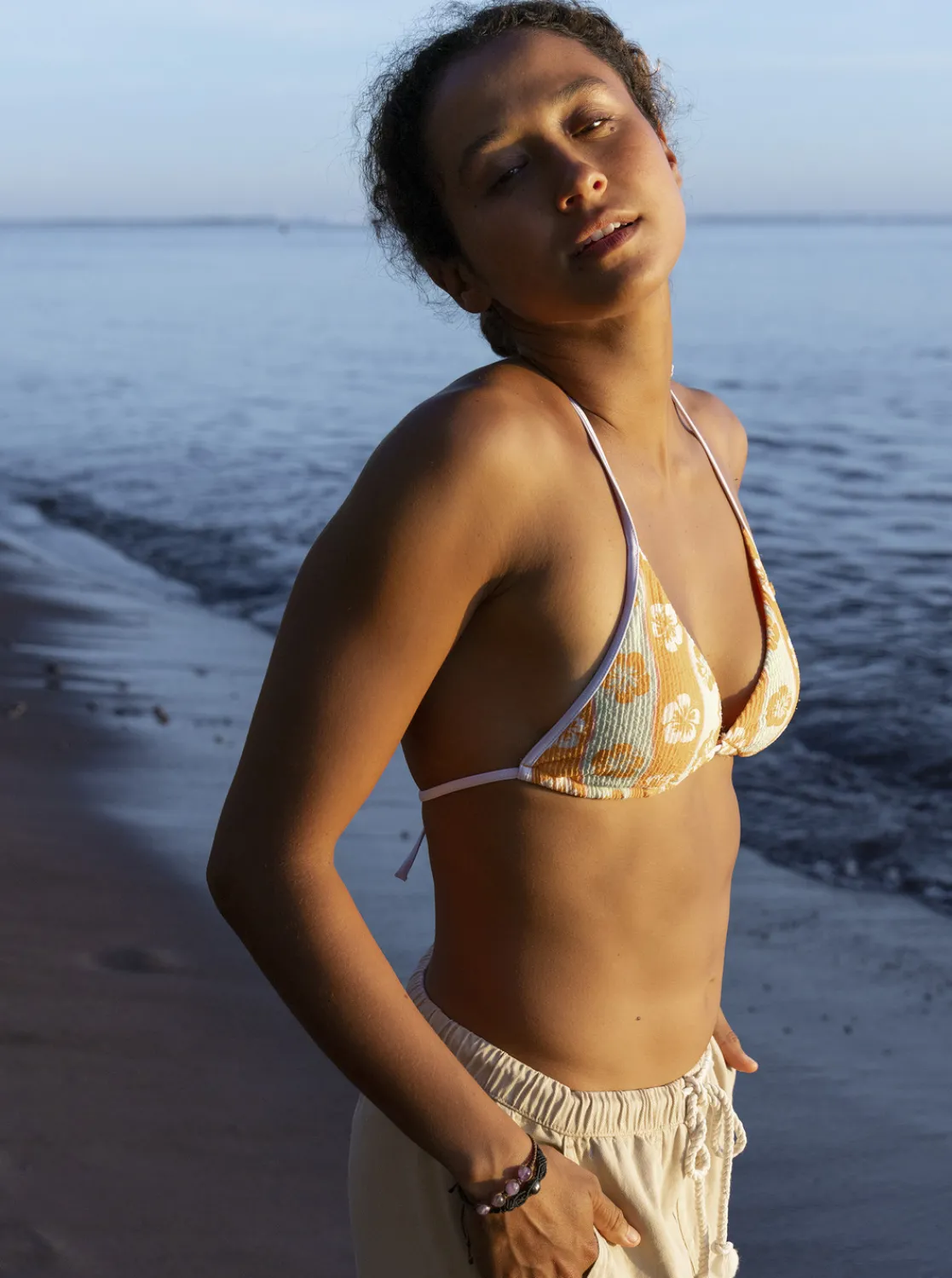 Roxy Bikini Tops*Wavy Babe - Tiki Tri Bikini Top For Women Ambroisia Wave Babe Small