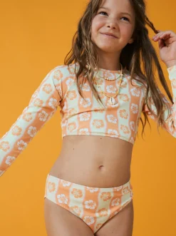 Roxy Surf*Wavy Flower - Cropped Long Sleeve Rashguard Set For Girls 7-16 Ambroisia Wave Babe Big