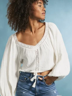 Roxy T-Shirts & Tops*What A Vibe - Long Sleeve Crop Top For Women Snow White