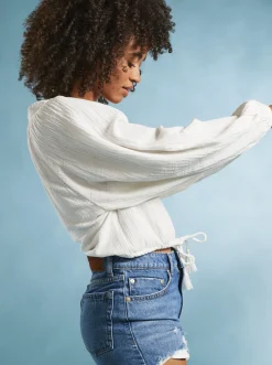 Roxy T-Shirts & Tops*What A Vibe - Long Sleeve Crop Top For Women Snow White