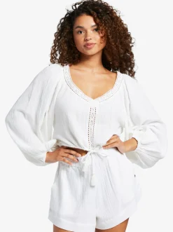 Roxy T-Shirts & Tops*What A Vibe - Long Sleeve Crop Top For Women Snow White