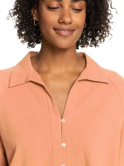 Roxy T-Shirts & Tops*White Afternoon - Oversized Overhemd Met Lange Mouw Voor Dames Cork