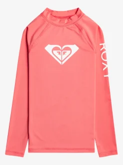 Roxy Surf*Whole Hearted - Upf 50 Rash Vest Met Lange Mouw Voor Meisjes 8-16 Sun Kissed Coral