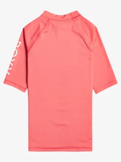 Roxy Surf*Wholehearted - Rash Vest Met Korte Mouw Voor Meisjes 8-16 Sun Kissed Coral