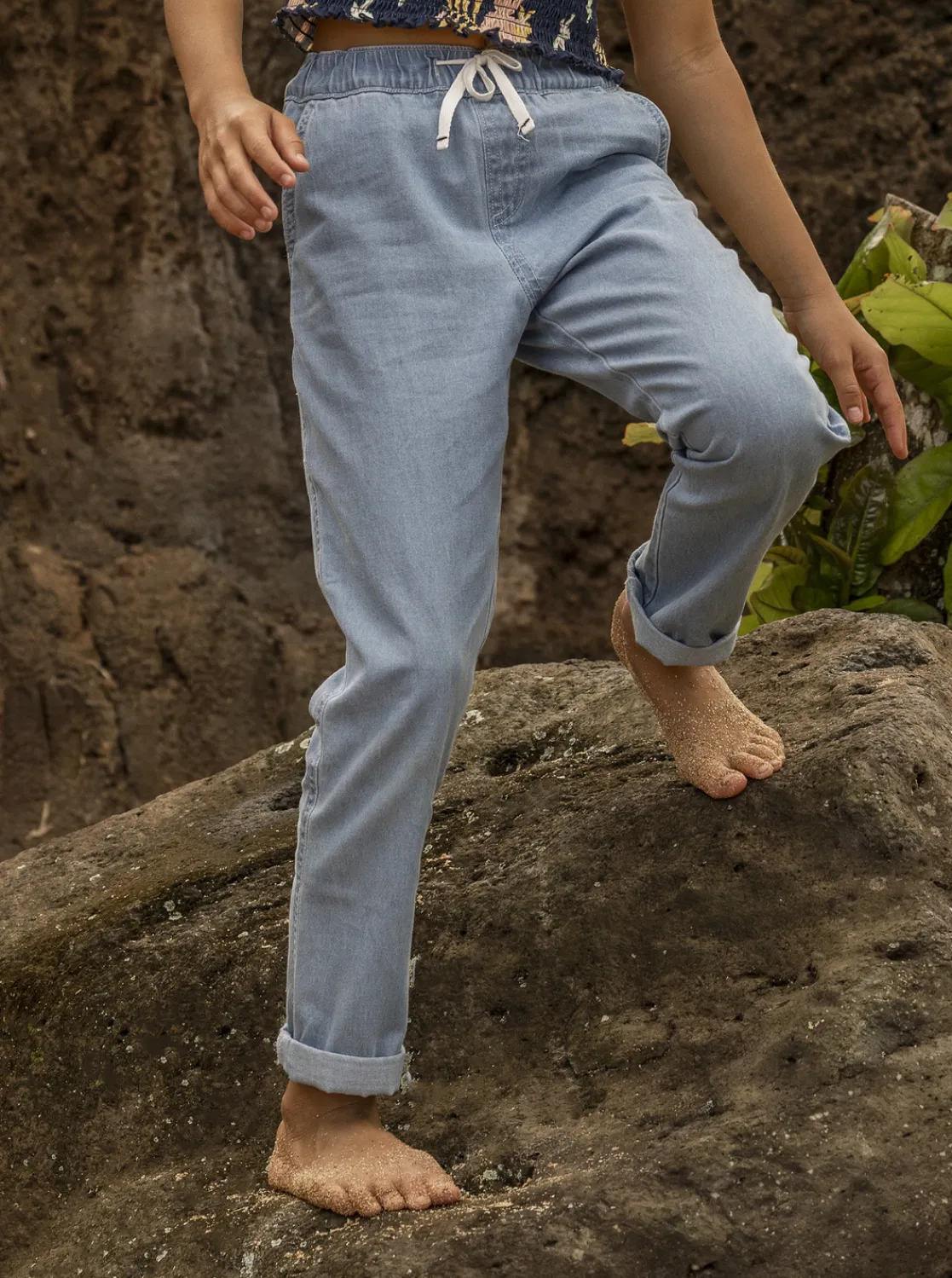 Roxy Jeans & Broeken*Yeah Bali Baby - Lichte Denim Broek Voor Meisjes 4-16 Light Blue
